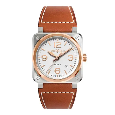 Bell & Ross BR 03 Белая сталь и золото BR03A-WH-STPG/SCA