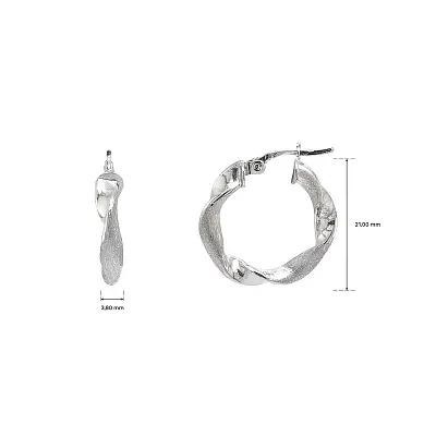 Серьги-кольца из белого золота с органичным волнистым дизайном