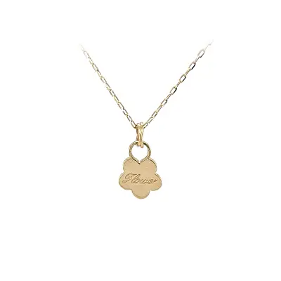 Золотой кулон в форме цветка с гравировкой «Flower»