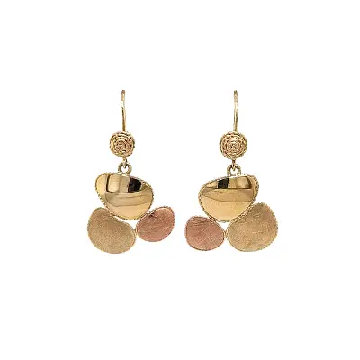 Подвесные серьги из комбинированного золота