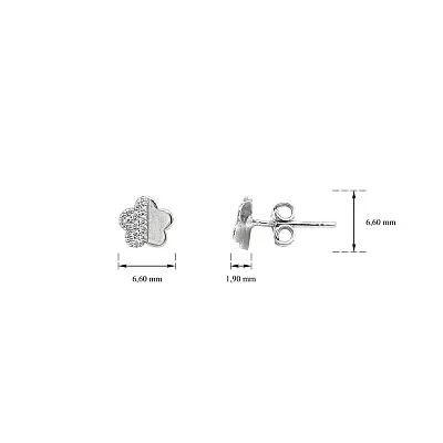 Серьги в форме цветка из белого золота с цирконием