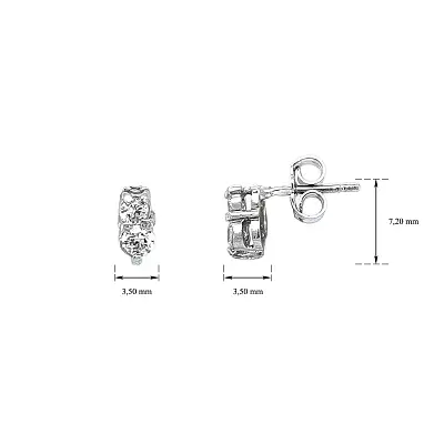 Серьги с цирконами из белого золота