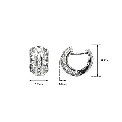 Круглые серьги с цирконами из белого золота
