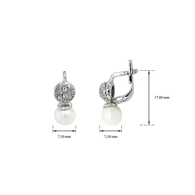 Серьги с жемчугом из белого золота