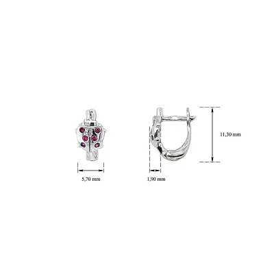 Серьги в форме божьей коровки с красными стразами