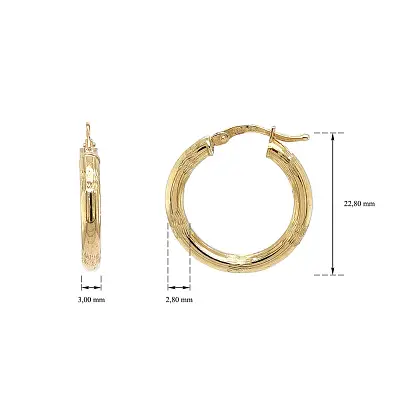 Золотые кольцевые серьги с тонким узором
