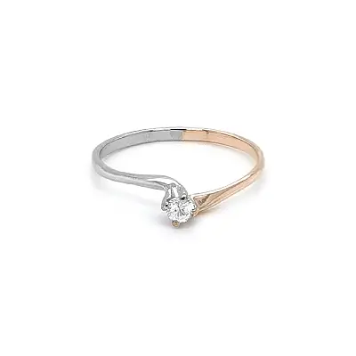 Обручальное кольцо с цирконом из комбинированного золота