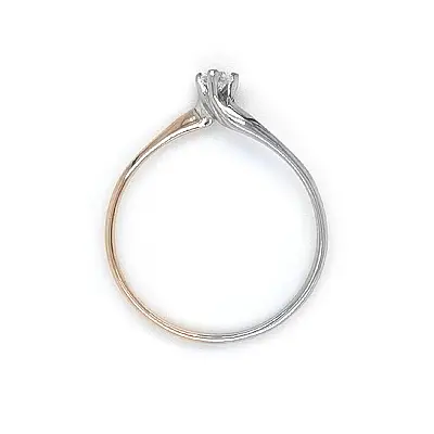 Обручальное кольцо с цирконом из комбинированного золота