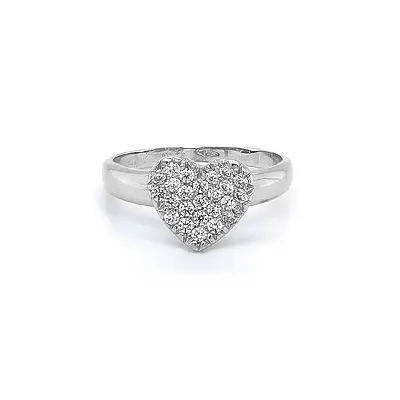 Кольцо 'Сердце' с цирконами из белого золота