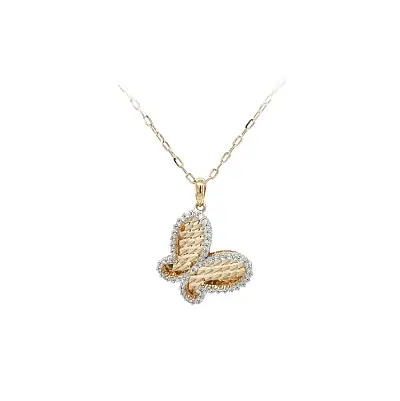 Золотая подвеска Бабочка с цирконами