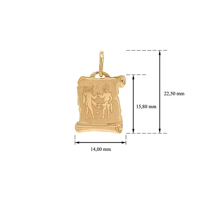 Золотая подвеска Знак близнецов