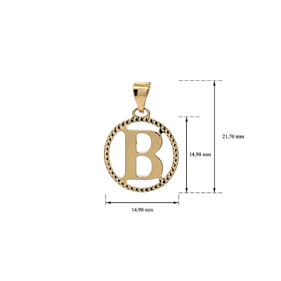 Золотая подвеска Буква B
