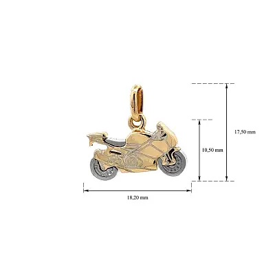 Кулон Мотоцикл из комбинированного золота