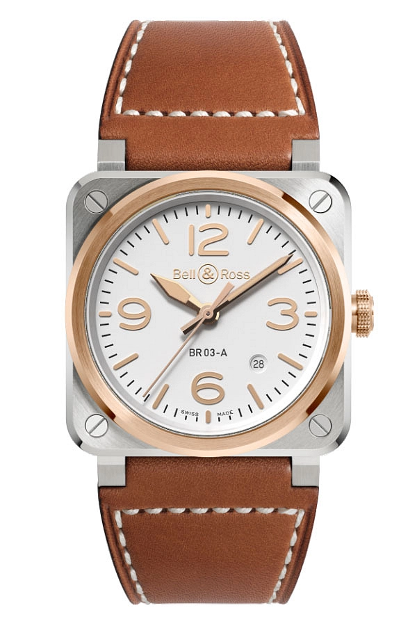 Bell & Ross BR 03 Белая сталь и золото BR03A-WH-STPG/SCA