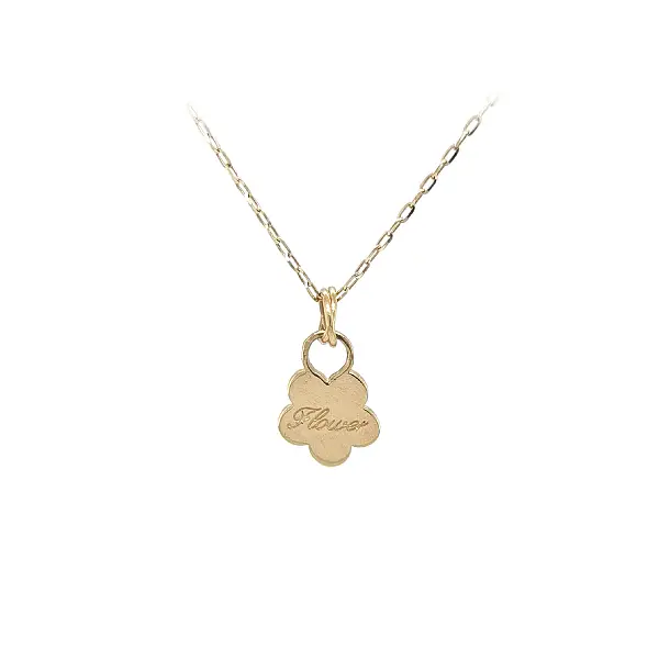 Золотой кулон в форме цветка с гравировкой «Flower»