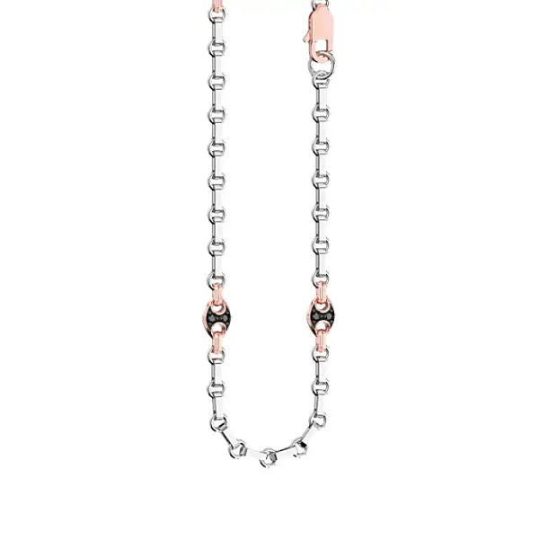 Золотая мужская цепь с черными бриллиантами