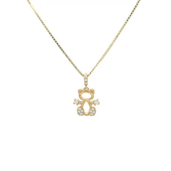 Золотой кулон 'Мишка Тедди' с цирконами