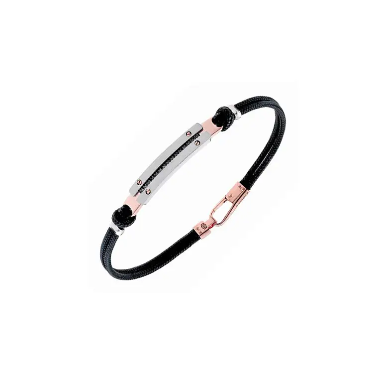 Золотой мужской браслет Zancan с черными бриллиантами