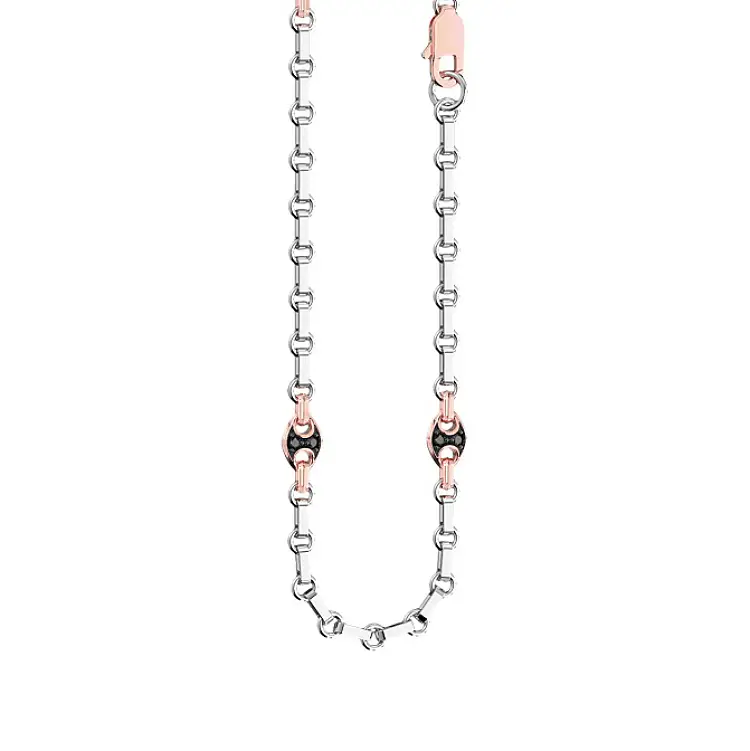 Золотая мужская цепь с черными бриллиантами