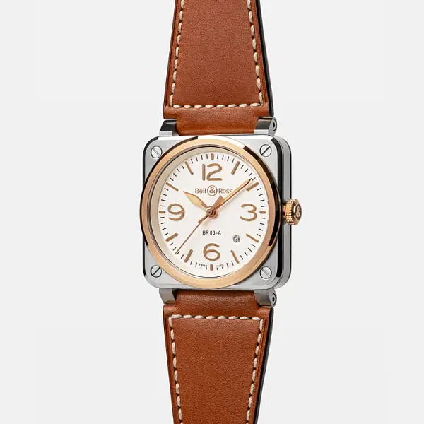Bell & Ross BR 03 Белая сталь и золото BR03A-WH-STPG/SCA