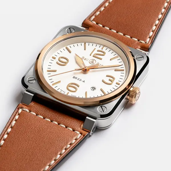 Bell & Ross BR 03 Белая сталь и золото BR03A-WH-STPG/SCA