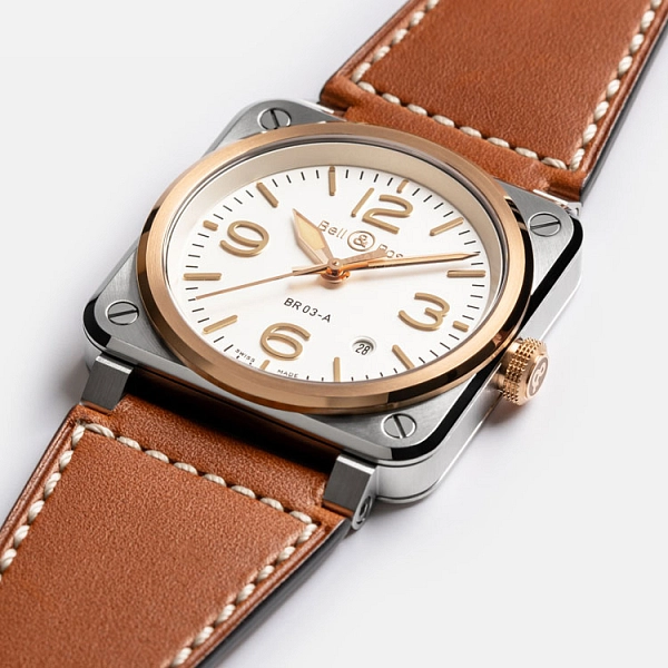 Bell & Ross BR 03 Белая сталь и золото BR03A-WH-STPG/SCA
