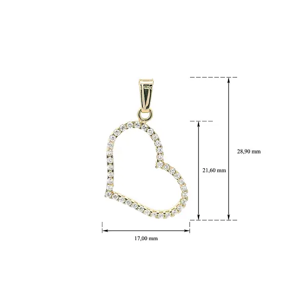 Нежная золотая подвеска в форме сердца со сверкающими цирконами