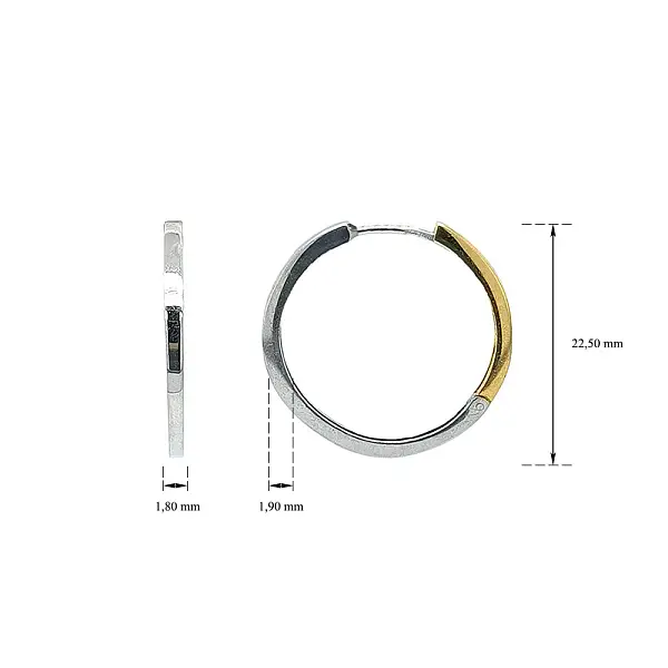 Элегантные серьги-кольца из комбинированного золота