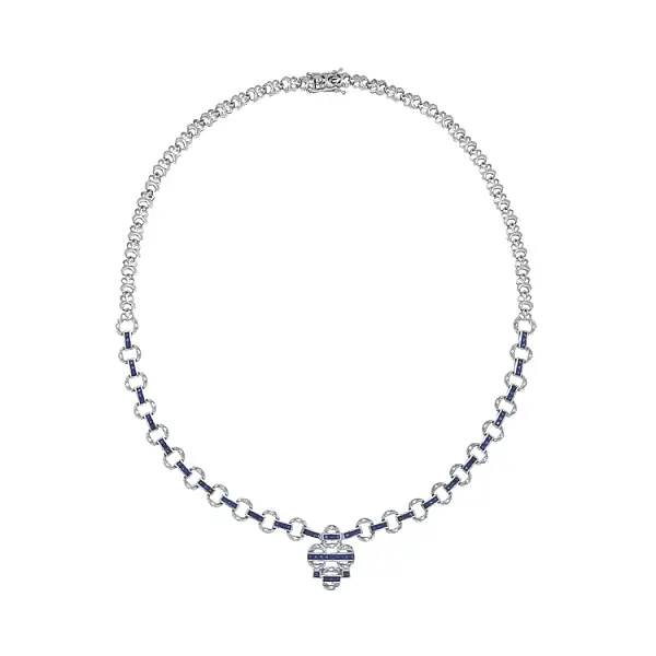Колье из белого золота с кристаллами Swarovski