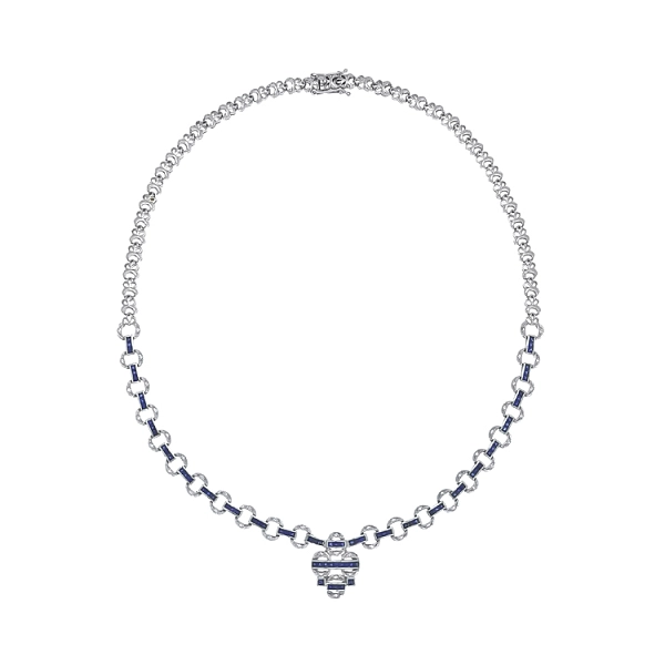 Колье из белого золота с кристаллами Swarovski