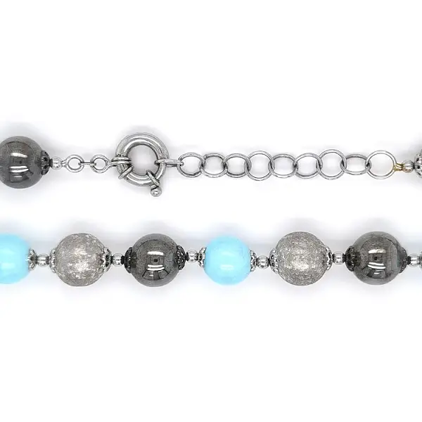 Элегантное женское колье из белого золота с бирюзой