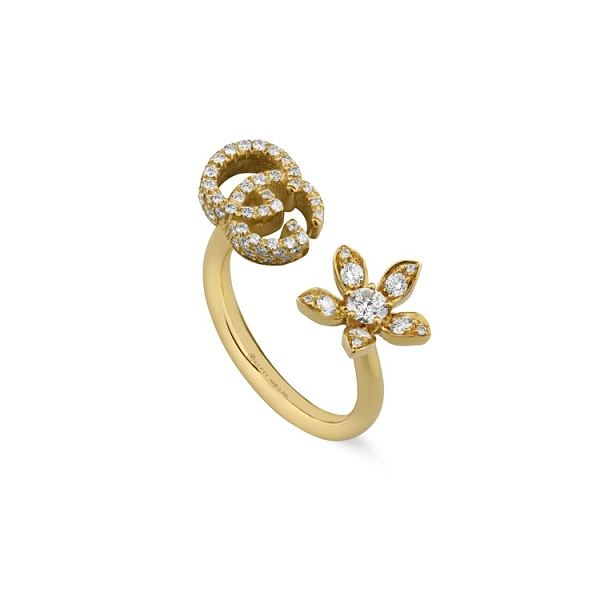 Золотое кольцо Gucci Flora с бриллиантами YBC582019002014