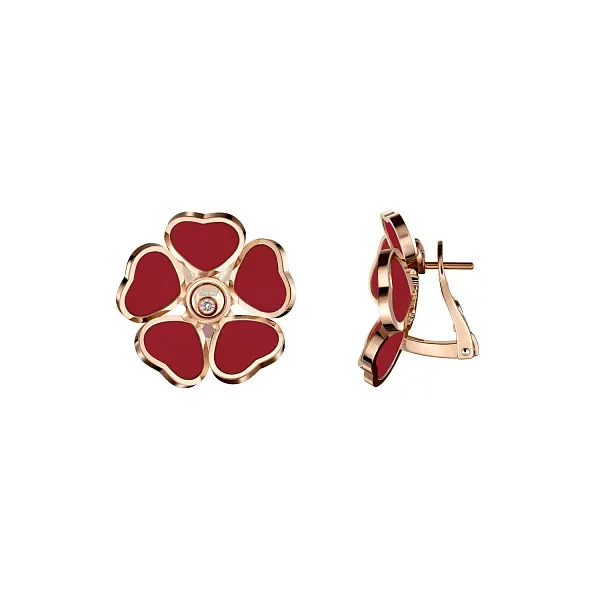 Золотые серьги Chopard Happy Hearts Flowers 84A085-5811