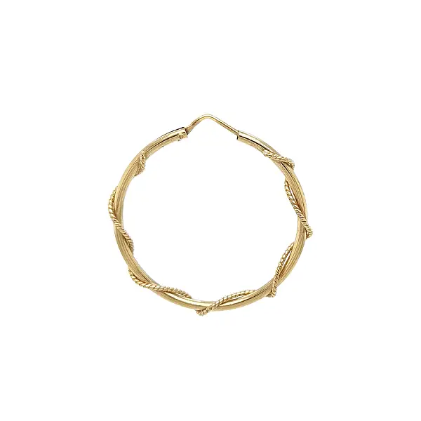 Золотые серьги-кольца с плетёным дизайном