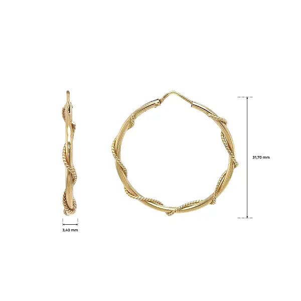 Золотые серьги-кольца с плетёным дизайном