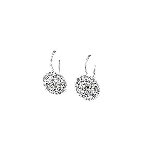 Золотые серьги со спиральным мотивом и цирконами