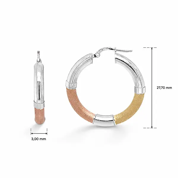 Кольцевые серьги из трёхцветного золота