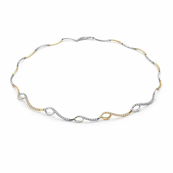 Ожерелье из комбинированного золота с цирконами