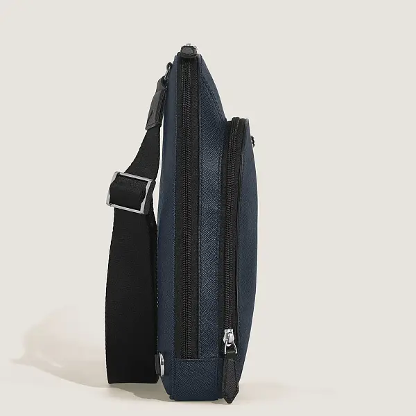 Montblanc Sartorial – Сумка среднего размера через плечо из кожи, цвет Tweed Blue MB220356