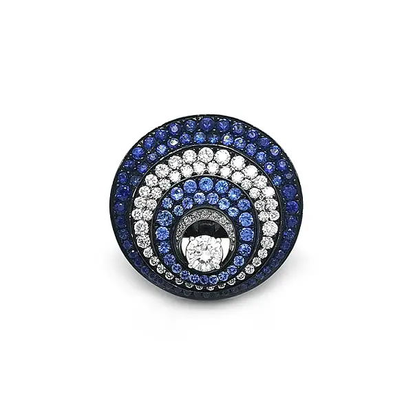 Золотое кольцо с сапфирами и бриллиантами