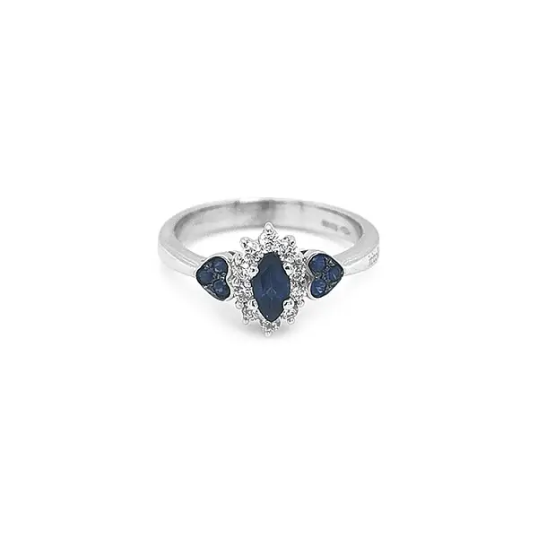 Золотое кольцо с сапфирами и бриллиантами