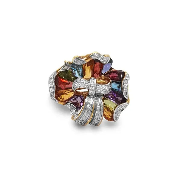 Золотое кольцо Полудрагоценные камни и бриллианты