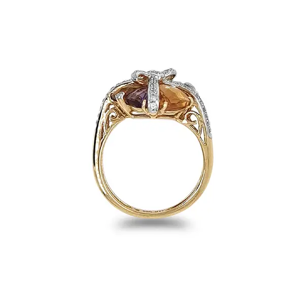 Золотое кольцо с цветными полудрагоценными камнями