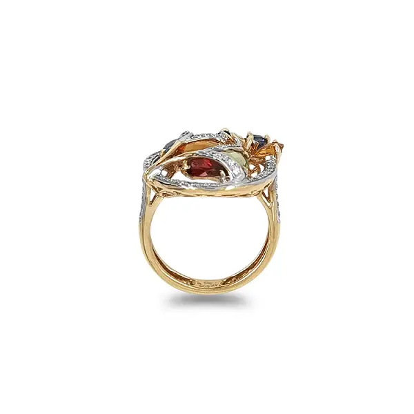 Золотое кольцо Полудрагоценные камни и бриллианты