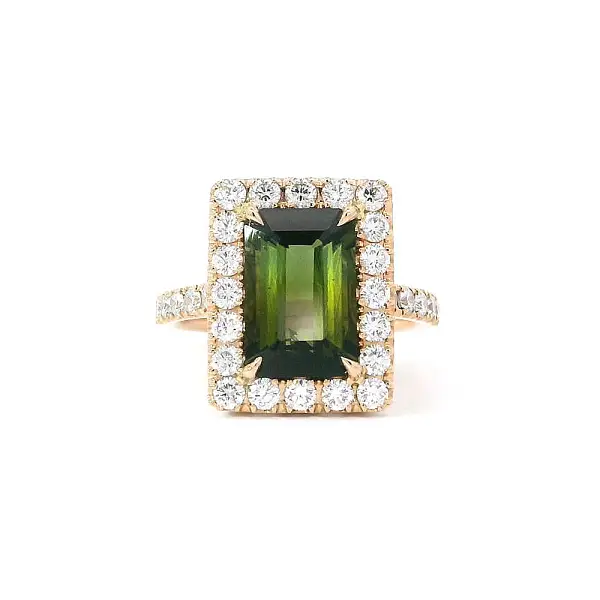 Кольцо Природная элегантность зеленого турмалина и бриллиантов