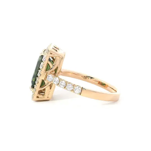Кольцо Природная элегантность зеленого турмалина и бриллиантов