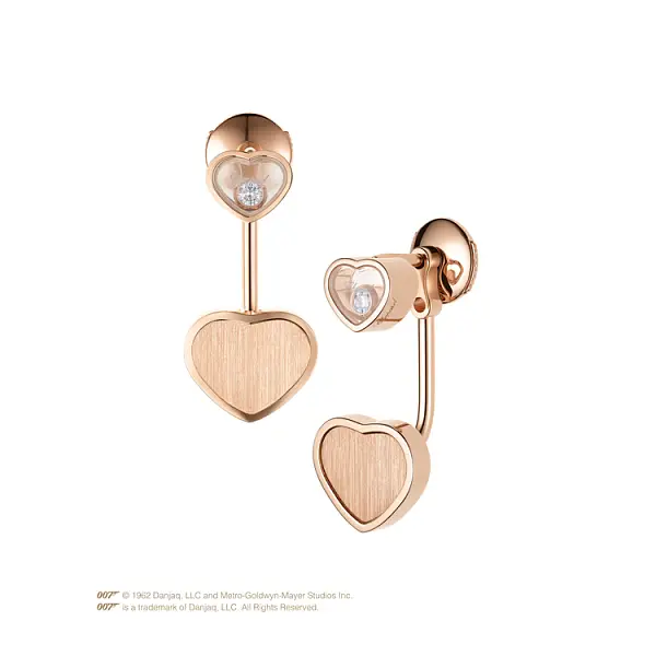 Золотые серьги Chopard Happy Hearts Золотые сердца Джеймс Бонд 007 83A007-5021