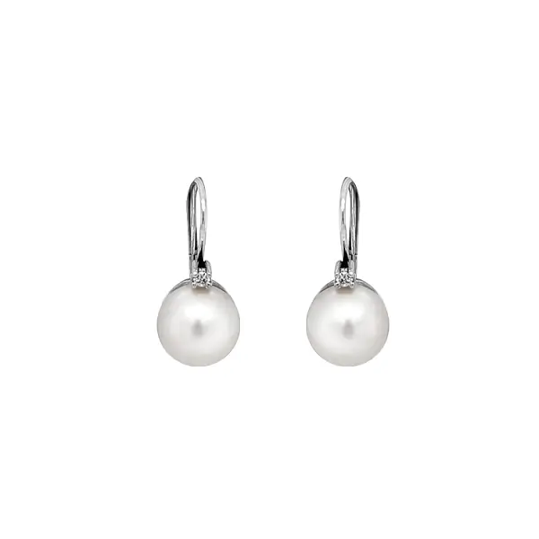 Золотые серьги Натуральный жемчуг и бриллианты