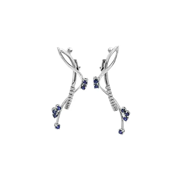 Золотые серьги с сапфирами и бриллиантами