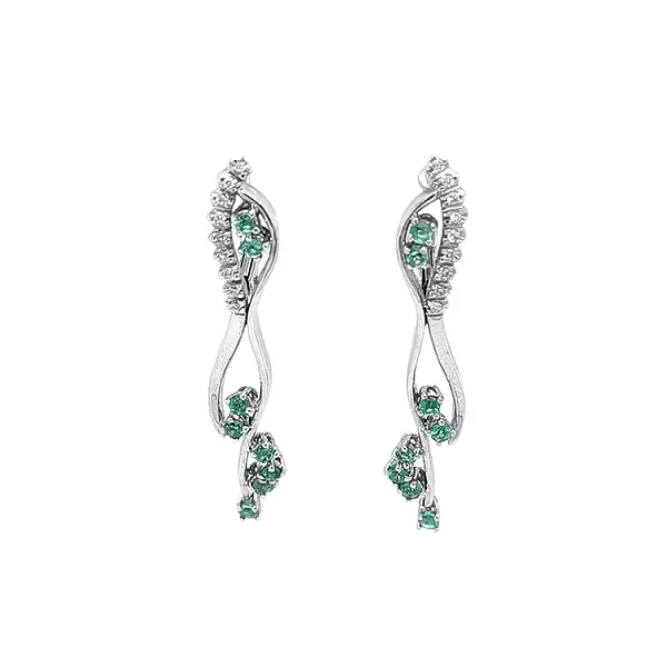 Золотые серьги с изумрудами и бриллиантами